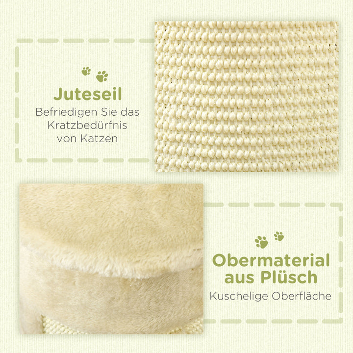 Kradsetræ med legetøj, inklusive 2 bolde. blødt plys, 34 cm x 25,5 cm x 58 cm, cremehvid