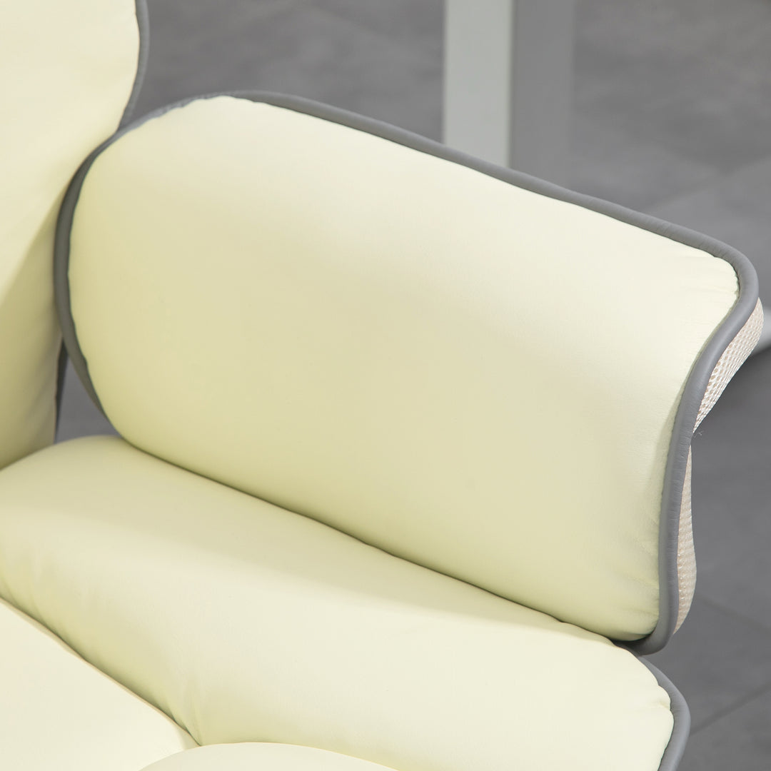 Ergonomisk kontorstol, ekstra polstret, lænefunktion, kunstlæder, 76x80x118-124 cm, creme