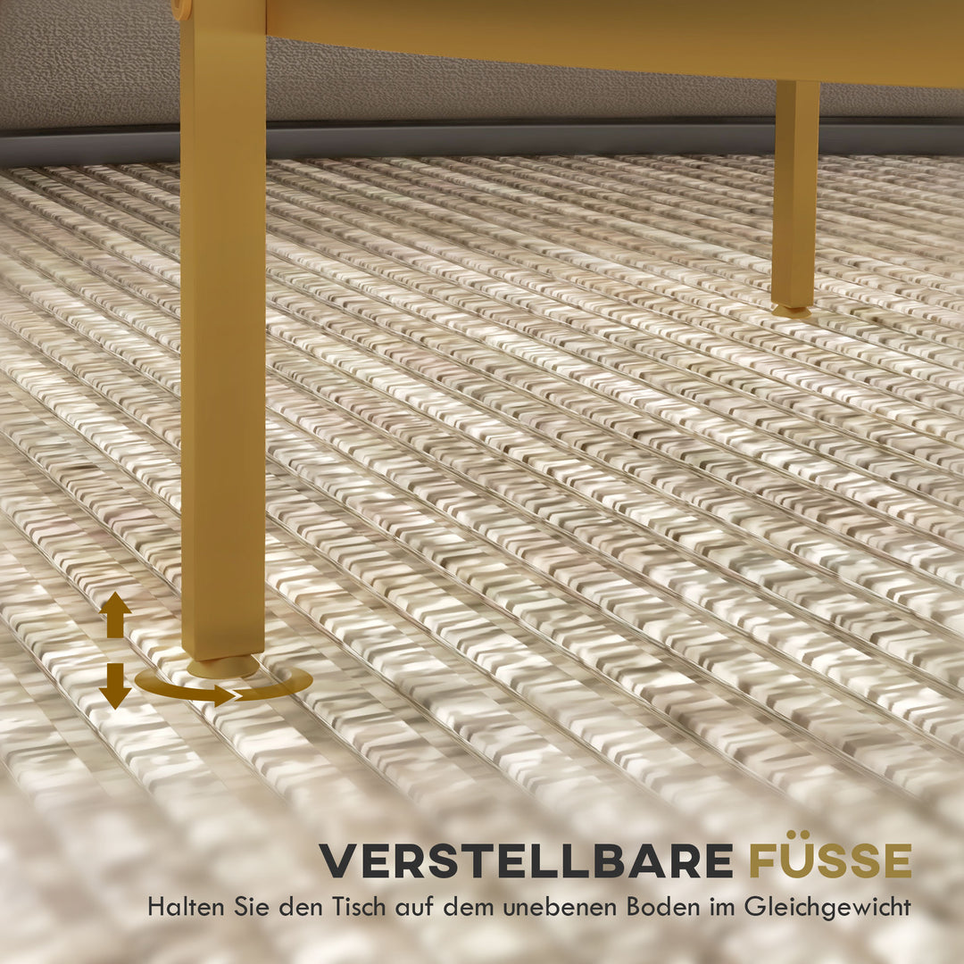 Sidebord, moderne design, 2 niveauer, 60x43h cm, guldfarvet