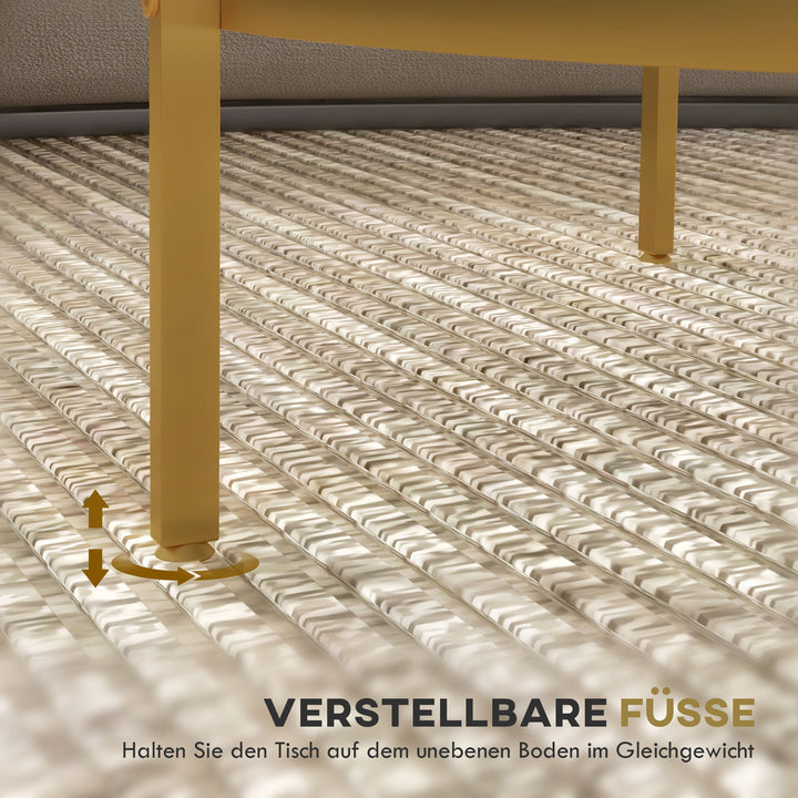 Sidebord, moderne design, 2 niveauer, 60x43h cm, guldfarvet