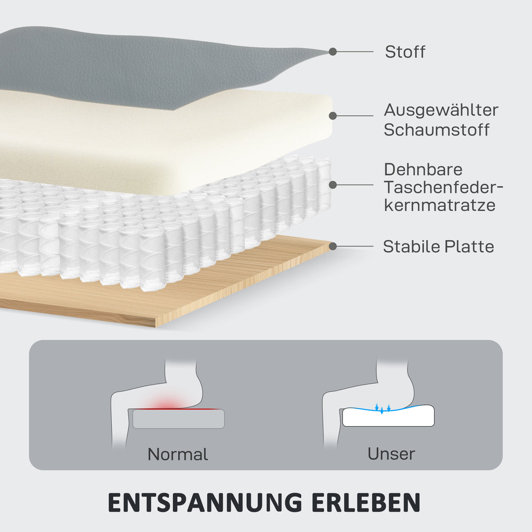 3-personers sofa, venstre og højre lænesæde, justerbar fodstøtte, betræk i kunstlæder, til stue, mørkegrå
