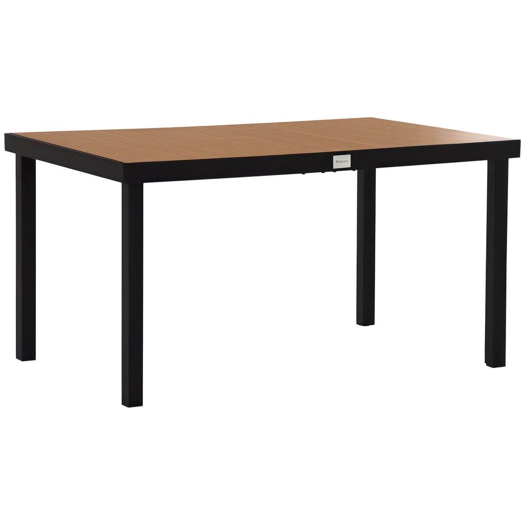 Havebord til 6 personer, spisebord, aluminiumsbord, havemøbler, loungemøbler, letplejelig plastik, naturlig og sort, 140 x 90 x 74 cm