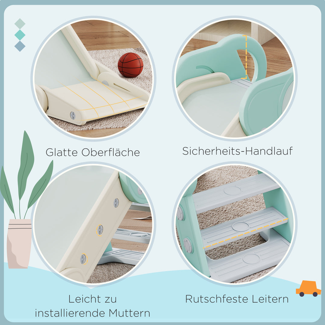 Rutsjebane til småbørn, sammenklappelig, indendørs, skridsikre trin, hævet sikkerhedskant, grøn