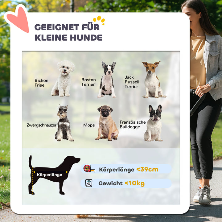 Hundevogn, kæledyrsklapvogn til små hunde og katte, med opbevaringskurv, foldbart design med ét klik, grå