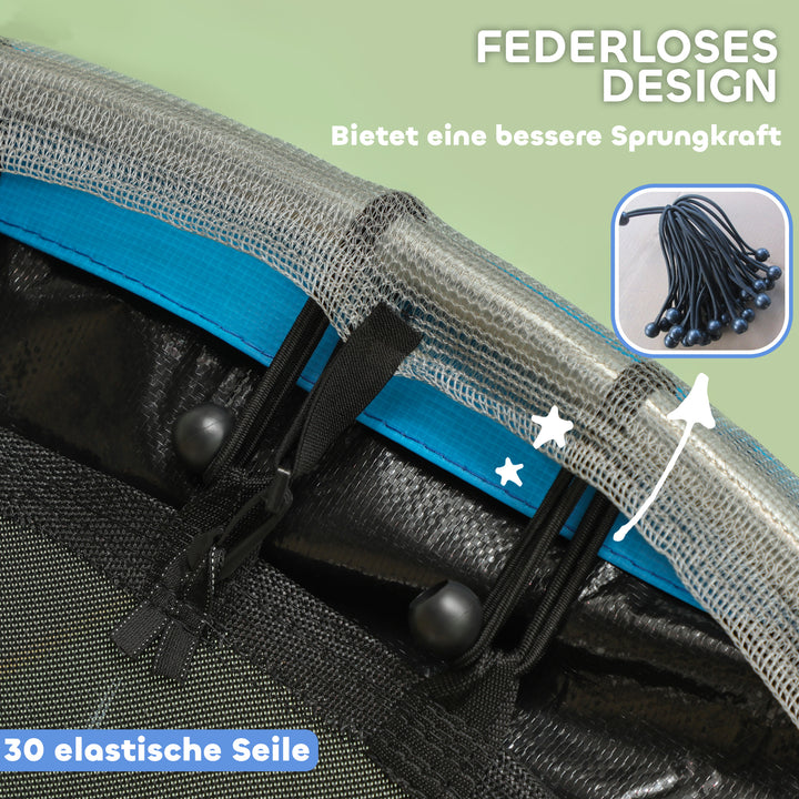 Børnetrampolin, sikkerhedsnet, skridsikre ben, lynlåsindgang, farverig