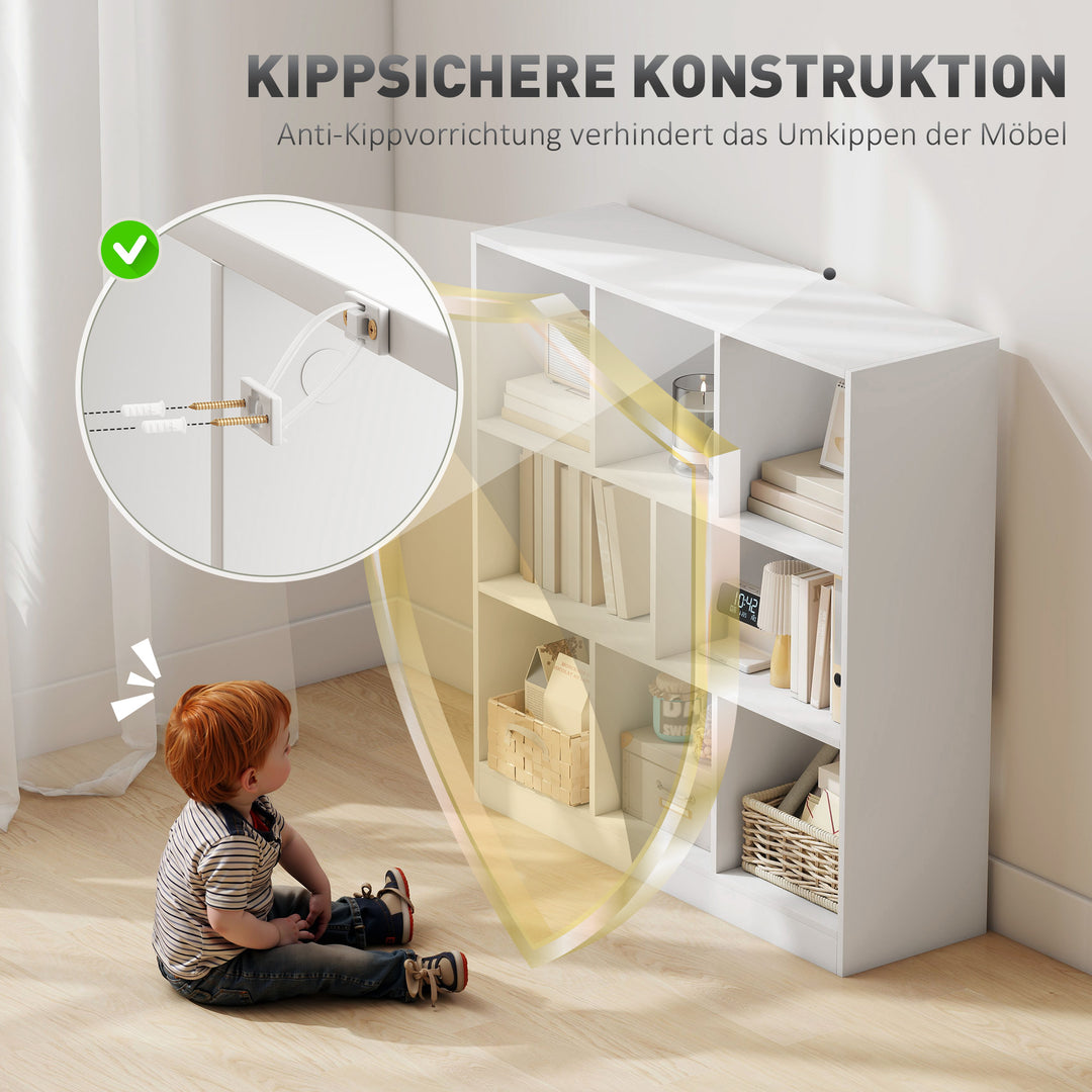 Bogreol, stående hylde, 8 hylder, 97,5 x 30 x 100 cm, hvid