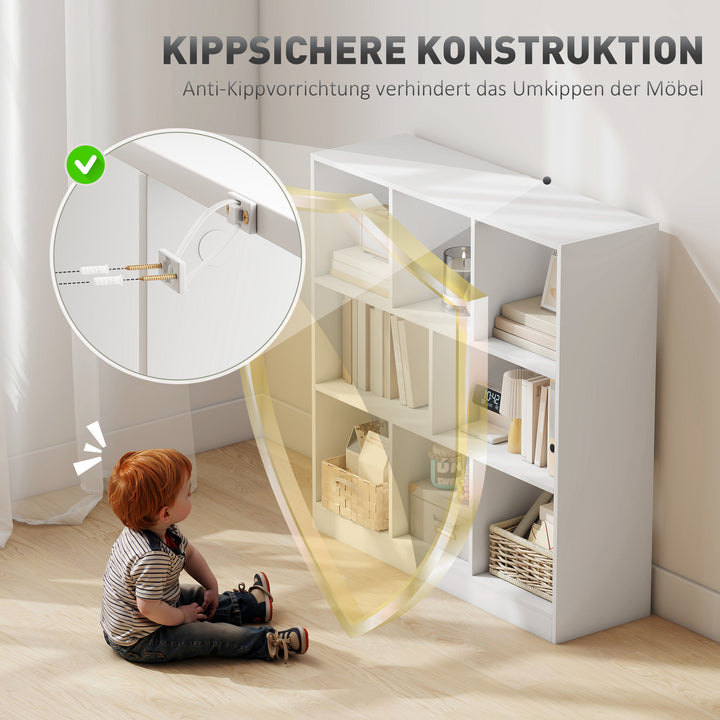 Bogreol, stående hylde, 8 hylder, 97,5 x 30 x 100 cm, hvid