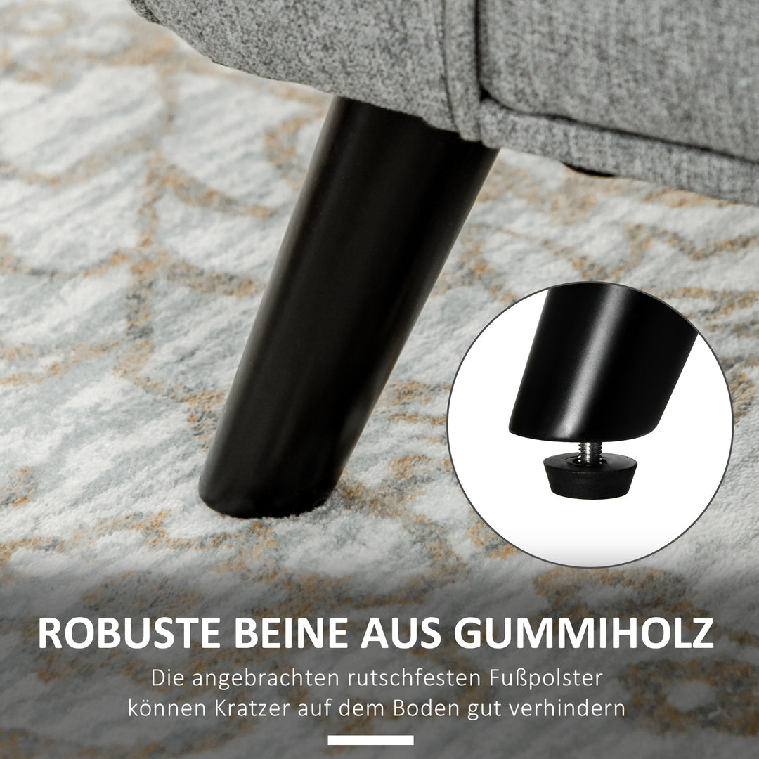 Bænk sengebænk polstret bænk med opbevaring, linnedlook, grå