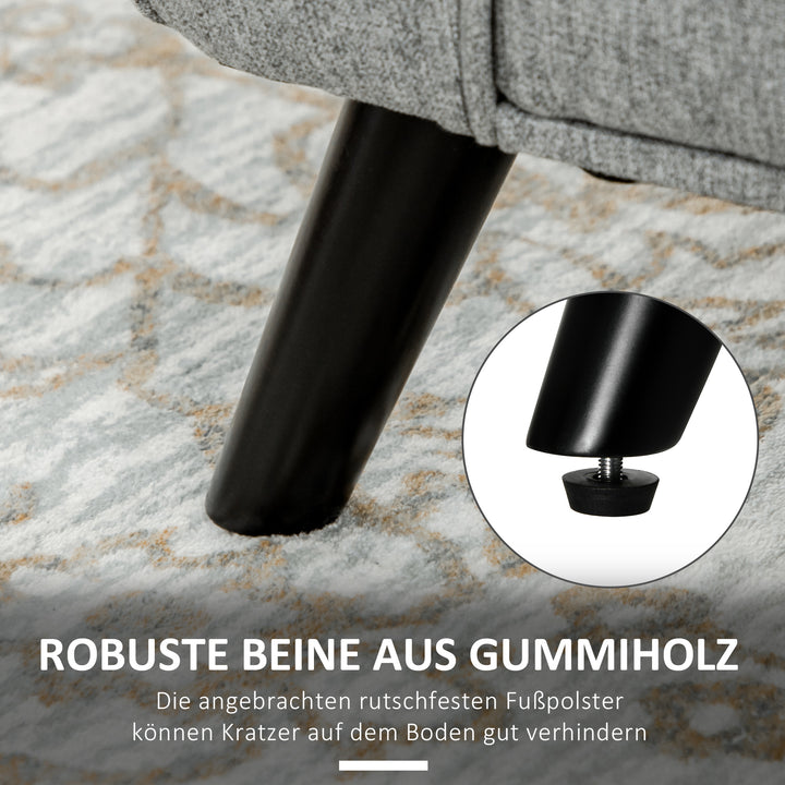 Bænk sengebænk polstret bænk med opbevaring, linnedlook, grå