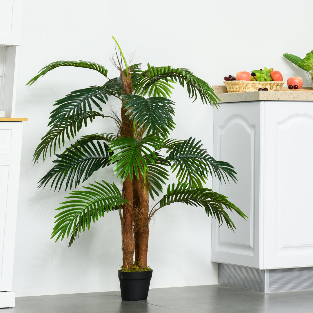 Kunstige planter 120 cm kunstig palme, kunstig palme, kunstigt træ, kunstige planter i potter, stueplante, dekorativ plante, kontorplante, plastikpotte til indendørs og udendørs brug