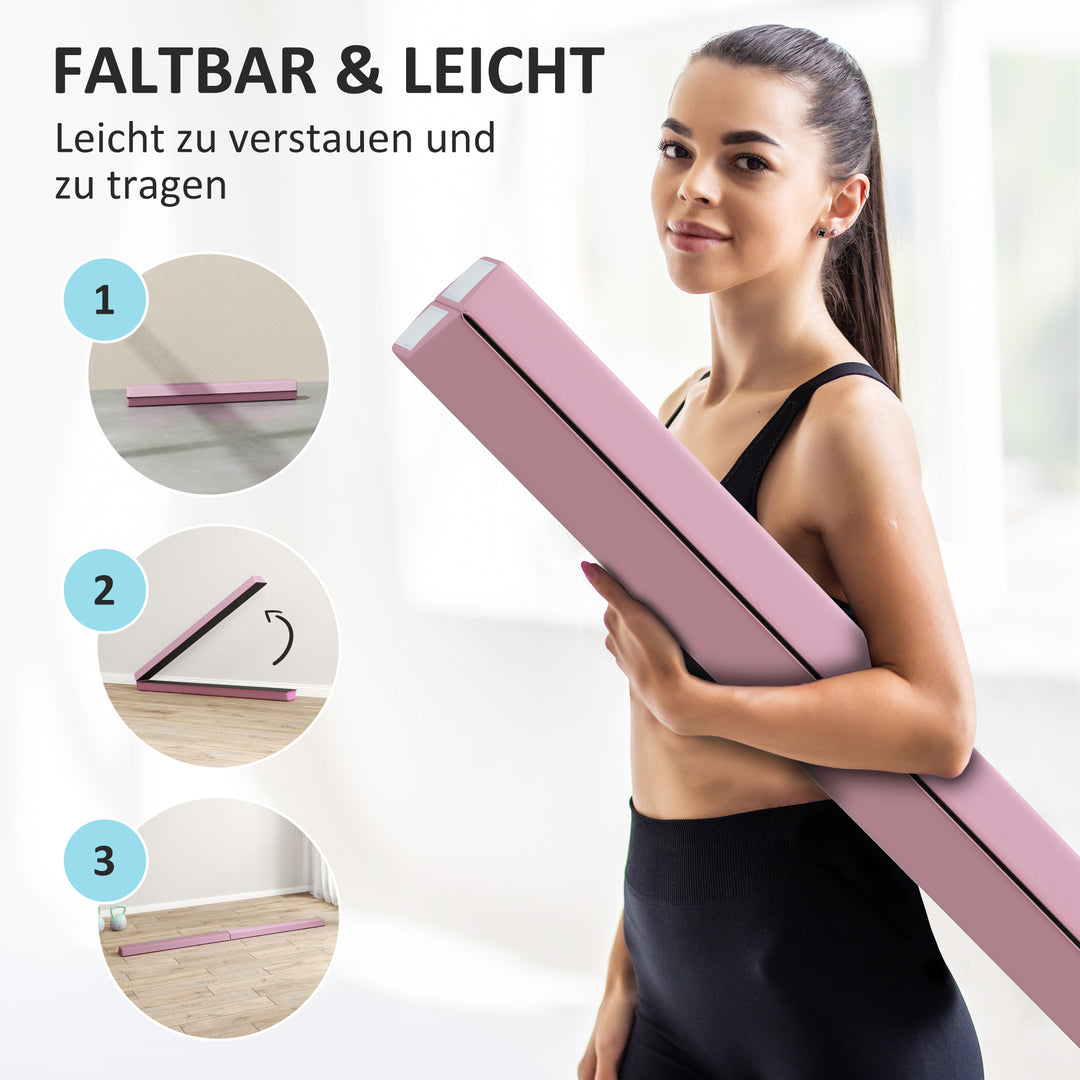 Balancebom 2,4 m, foldbar, skridsikker bund, til 3+ år, op til 80 kg, pink