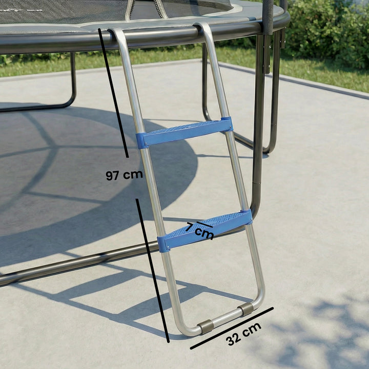 Trampolinstige 32/63 cm 2 trin Indstigningsstige Trampolinstige op til 150 kg med galvaniseret stålramme Blå