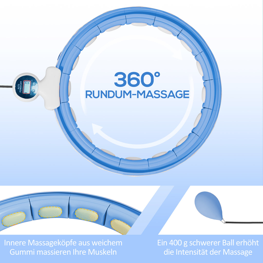 Smart hula hoop voksen med vægtboldtæller 16 knuder (76-113cm) lyseblå
