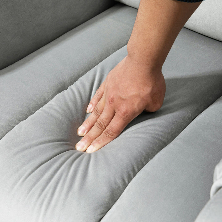 Stående lænestol tv-stol med sovefunktion elektrisk tv-stol med lænefunktion fløjl polyester metalskum lysegrå 79 x 97 x 103 cm