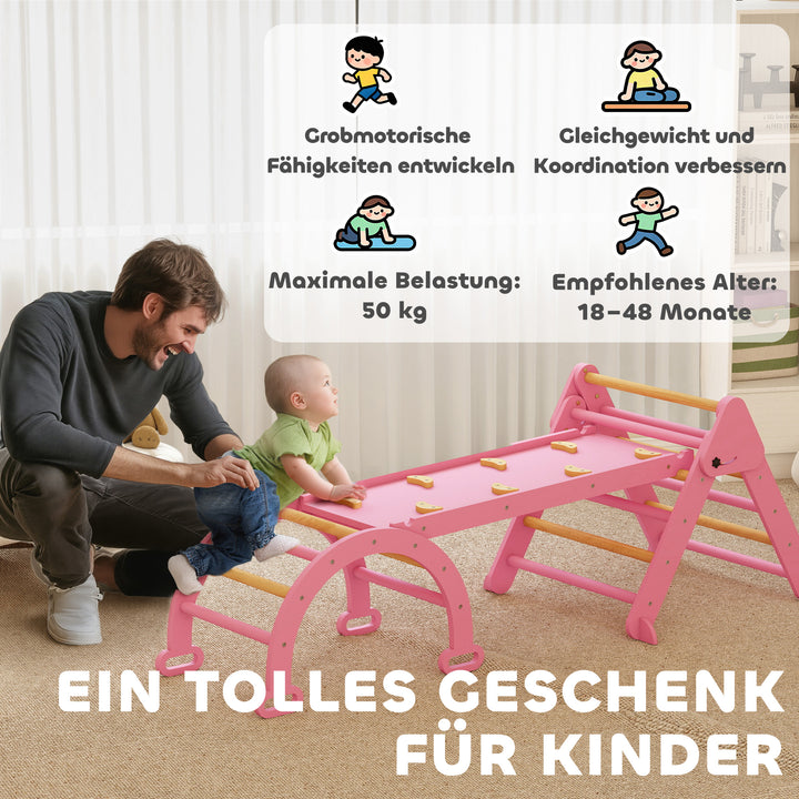Indendørs klatrestativ, 7 i 1 foldbar klatretrekant med rutsjebane, klatrebue