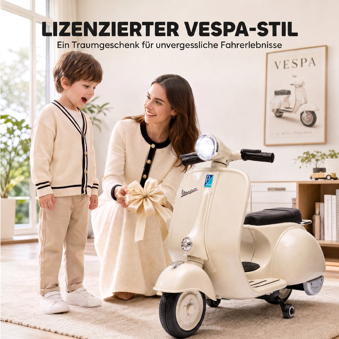 Elmotorcykel til børn VESPA 6V Elmotorcykel Lithiumbatteri Hvid