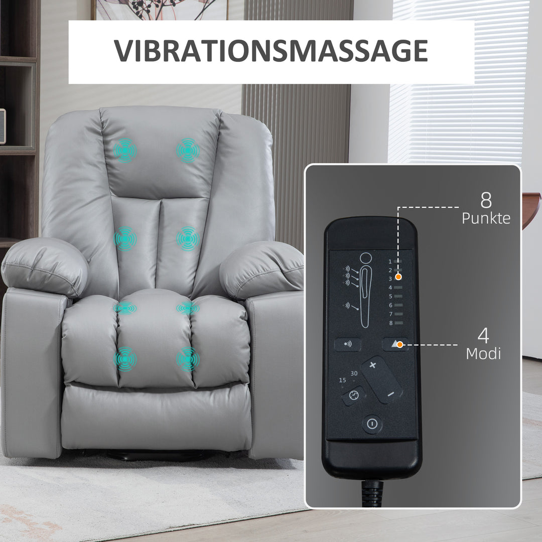 Massagestol lænestol seniorstol, fjernbetjening, sidelommer, 94 cm x 96 cm x 106 cm, mørkegrå