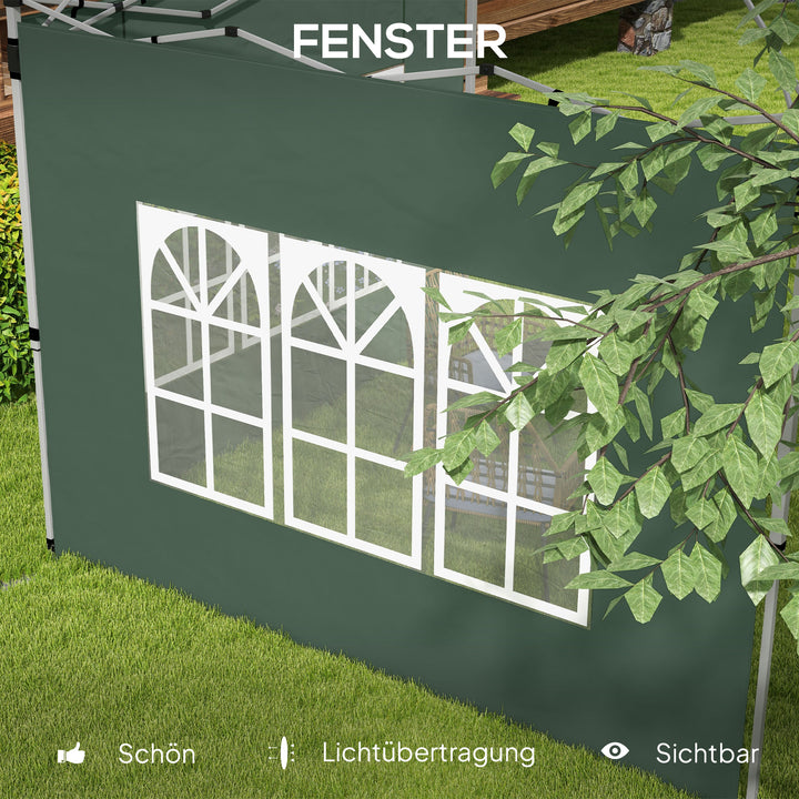 Sæt med 2 sidepaneler til 3x3/3x4 m pavillon, sidevæg med vindue, vandtæt, grøn