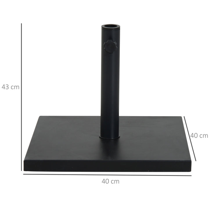 Parasolfod 13 kg, firkantet parasolholder, parasolvægt, stativ til parasoller med 35/38/48 mm rørdiameter, til altan, terrasse, have, sort