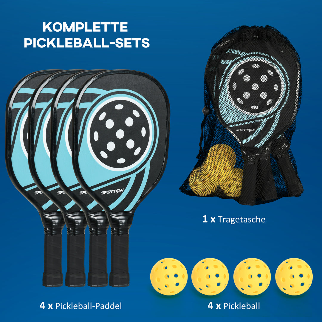 Pickleball-paddlesæt med 4 padler til begyndere og fritidsspillere