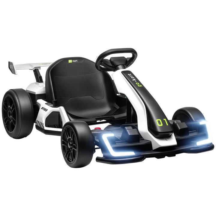 24V elektrisk gokart til børn med driftfunktion, 6-12 år, hvid