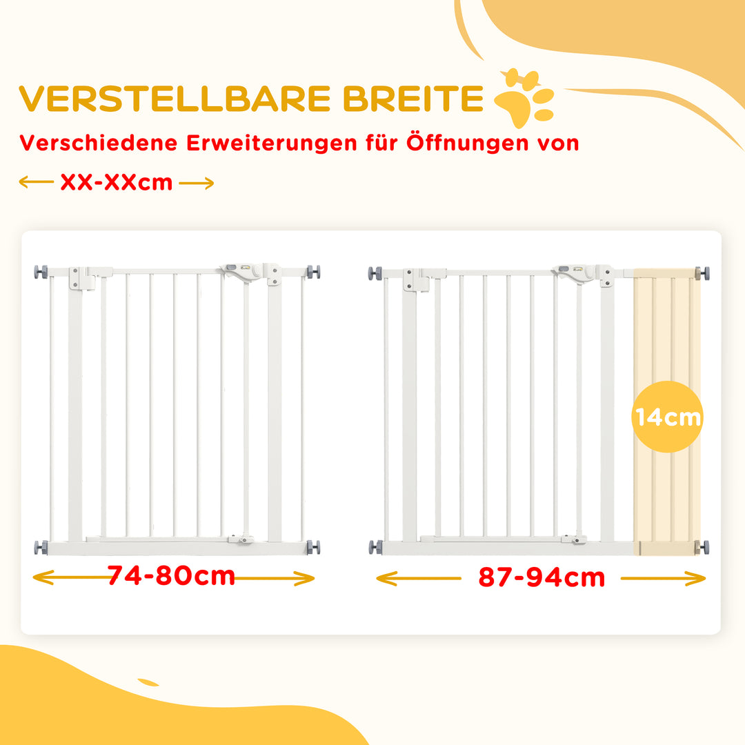 Hundegitter, kæledyrsgitter, metal, plast, 74-80/87-94 cm, hvid