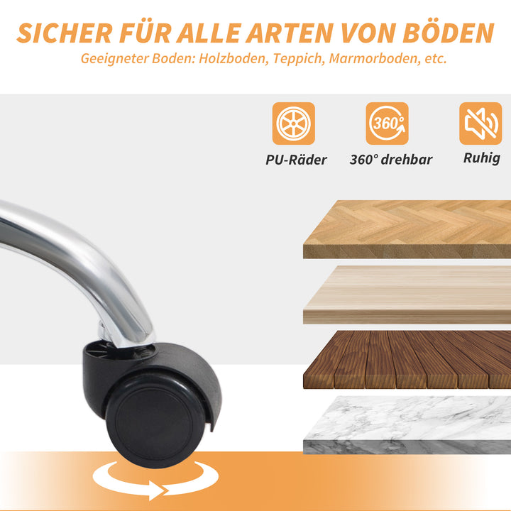 Kontorstol, ergonomisk skrivebordsstol med lændestøtte, sammenklappelig armlæn, fodstøtte lysebrun