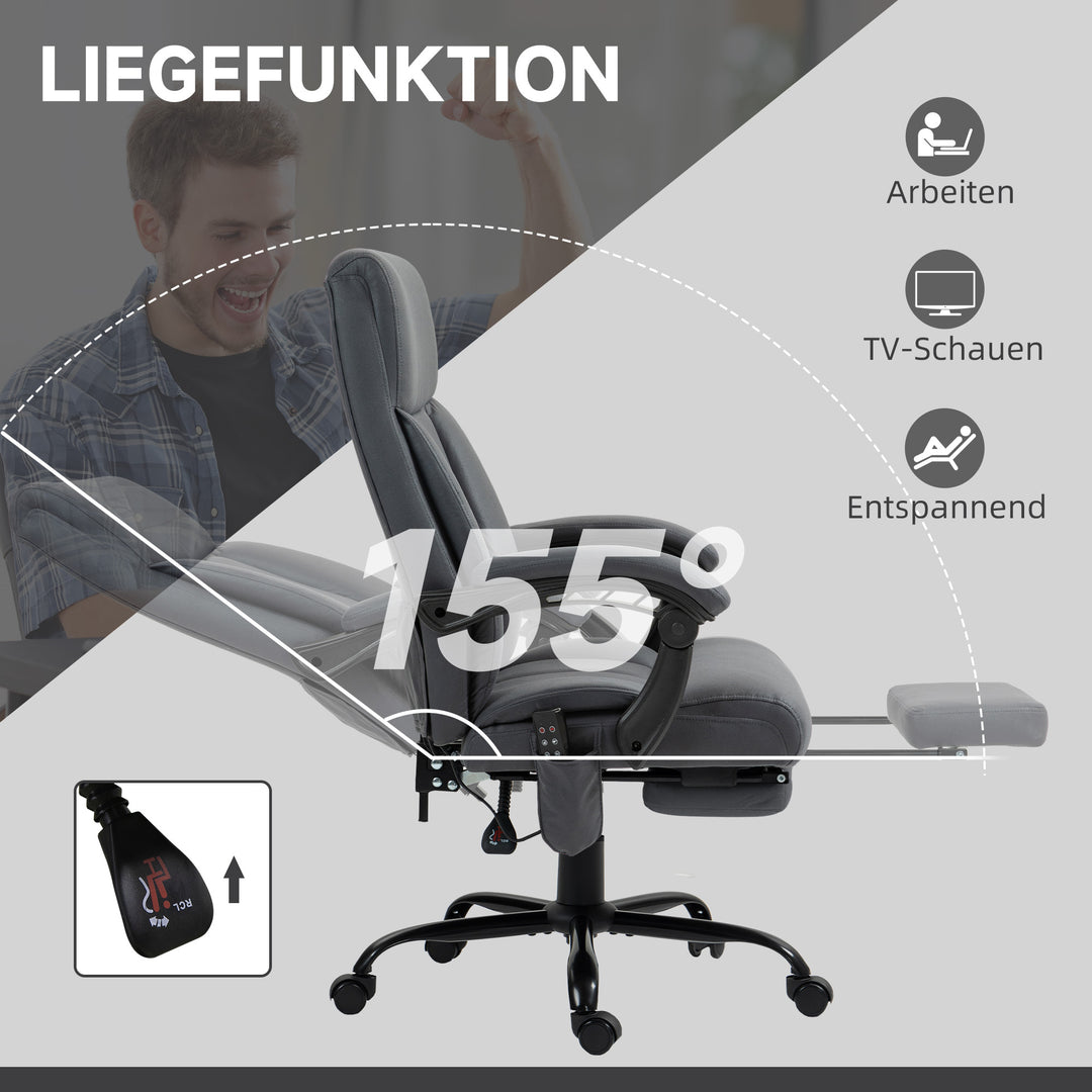 Kontorstol med massagefunktion og varmefunktion, fodstøtte, op til 120 kg, mørkegrå