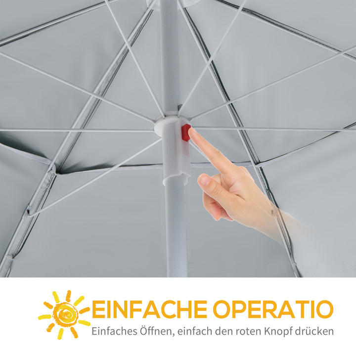 2-i-1 strandparasol Ø 210 cm UPF 50+ vindtæt strandparasol med sidepaneler bæretaske balkonparasol foldbar haveparasol solbeskyttelse til rejser, strand, balkoncamping mørkegrøn