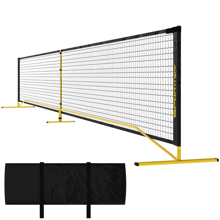 Pickleball-net 6,7 m Bærbart med bæretaske Metalramme Gul