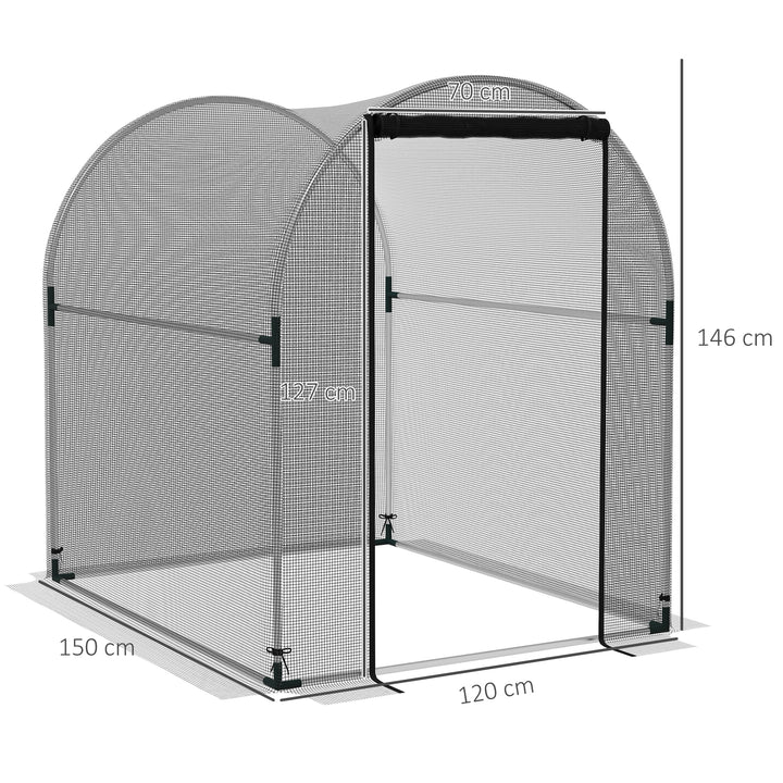 Plantebeskyttelsesnet, fuglebeskyttelse, med dør og robust stålramme, 1,2x1,5x1,5m, sort/sølv