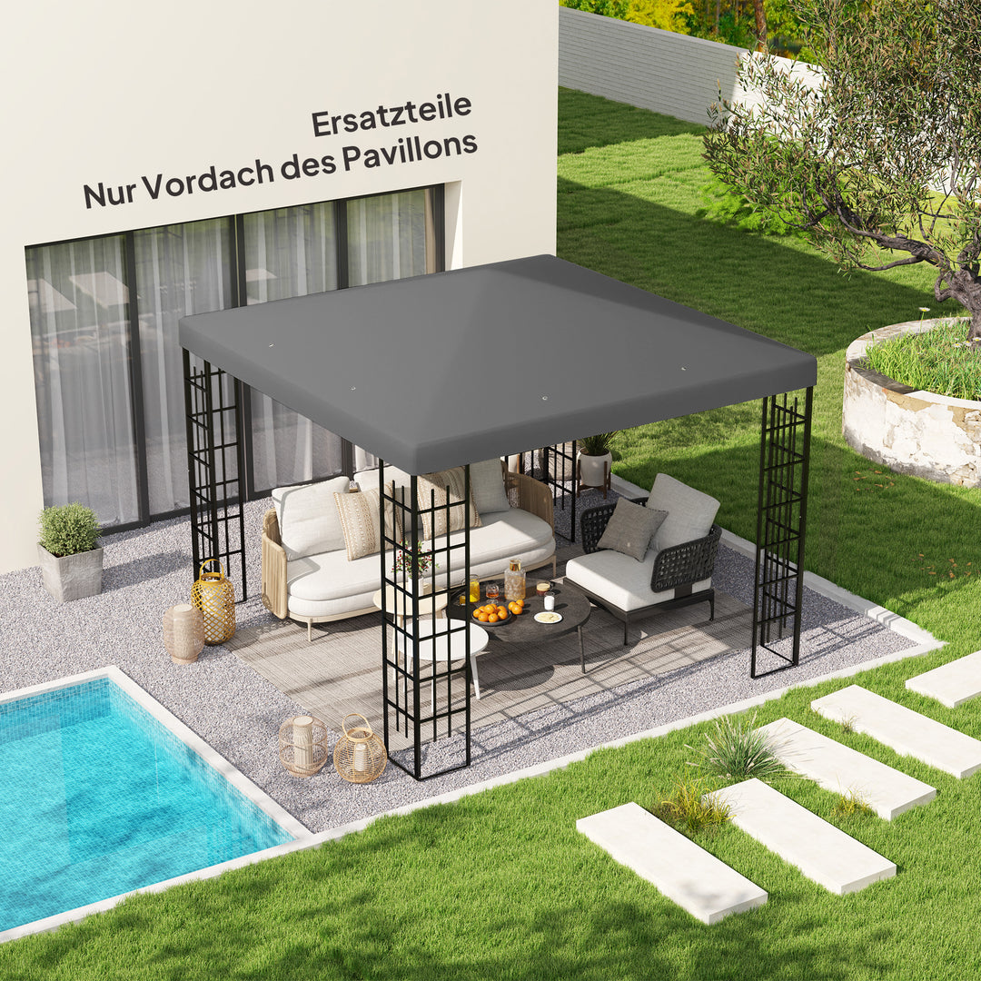 3 x 3 m reservepresenning til pavillon, presenning til havepavillon, med drænhuller, UPF30+, mørkegrå