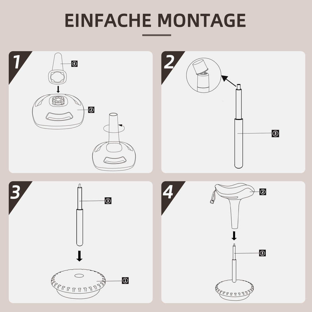 Balanceskammel, flytbart sæde, drejeligt, højdejusterbart, ergonomisk, 34 x 34 x 68,5-83,5 cm, brun