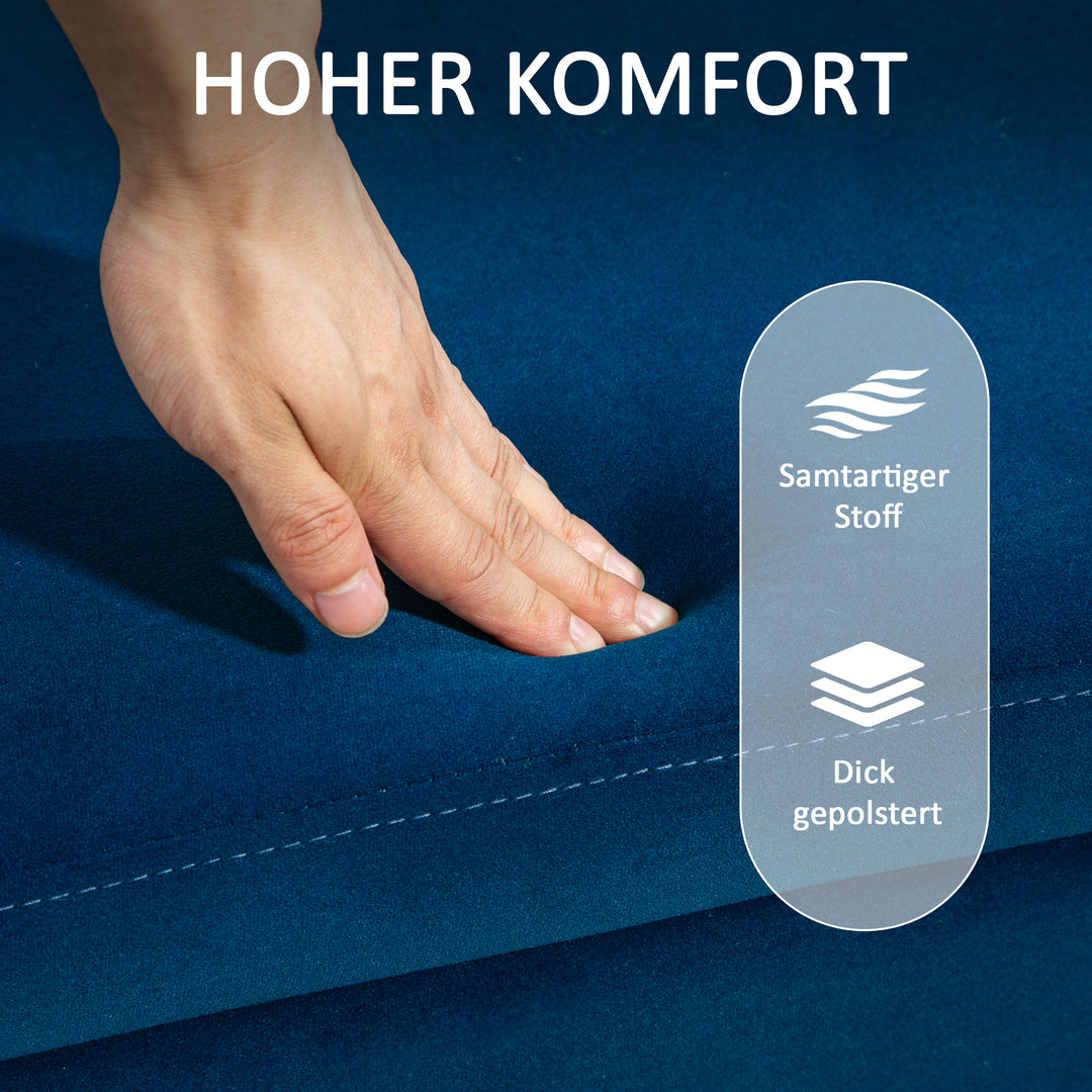 Bænk, polstret bænk med opbevaring, metal, gummitræ, skum, 100 x 40 x 42 cm, mørkeblå