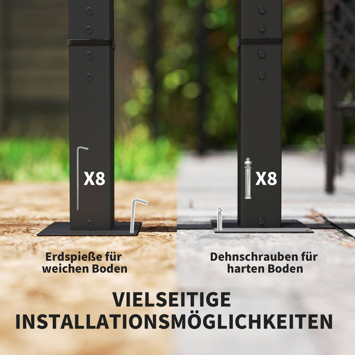 3 x 3 m havepergola med justerbart tag, metalramme, UPF30+ beskyttelse, solskærm til veranda, terrasse, beige