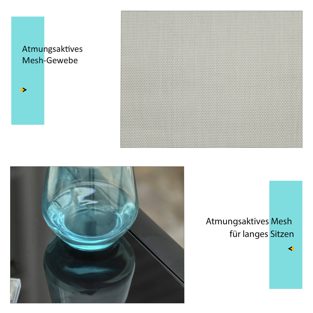 3-delt haveliggestolsæt, 2 liggestole og 1 sidebord, metalstel, grå+sort