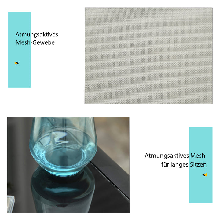3-delt haveliggestolsæt, 2 liggestole og 1 sidebord, metalstel, grå+sort