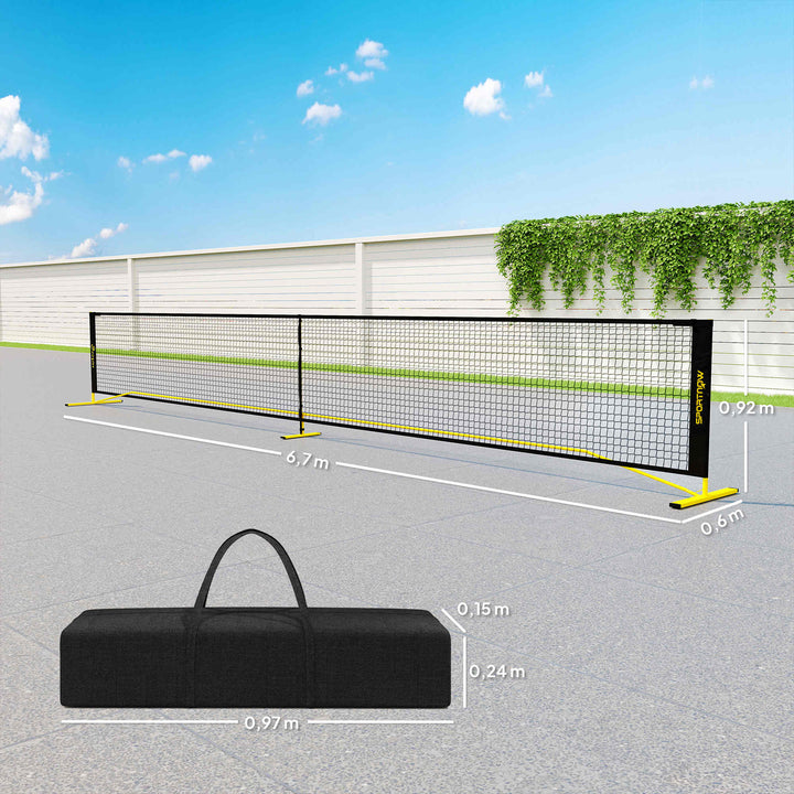 Pickleball-net 6,7 m Bærbart med bæretaske Metalramme Gul