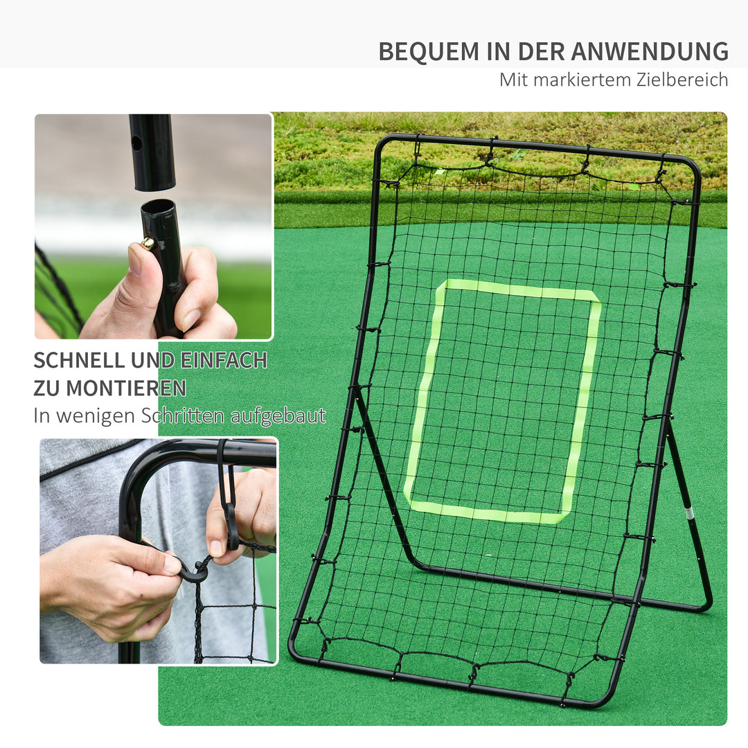 Rebounder til fodbold, reboundervæg, bærbar, med slagzone reboundnet kickback reboundvæg, fodboldmål til børn og unge, 75x126 cm, sort