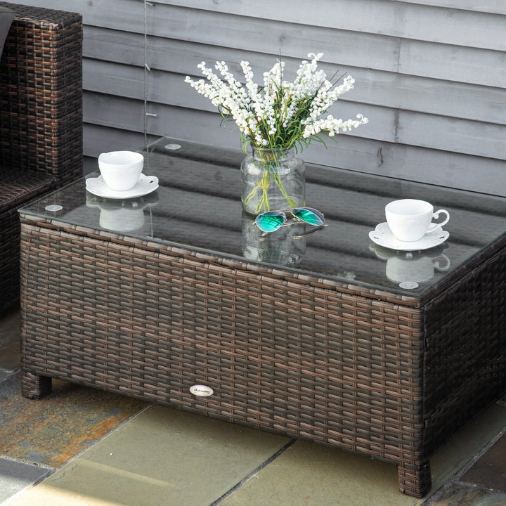 Garden sidebord sofabord havebord balkonbord polyrattan brun 85 x 50 x 39 cm