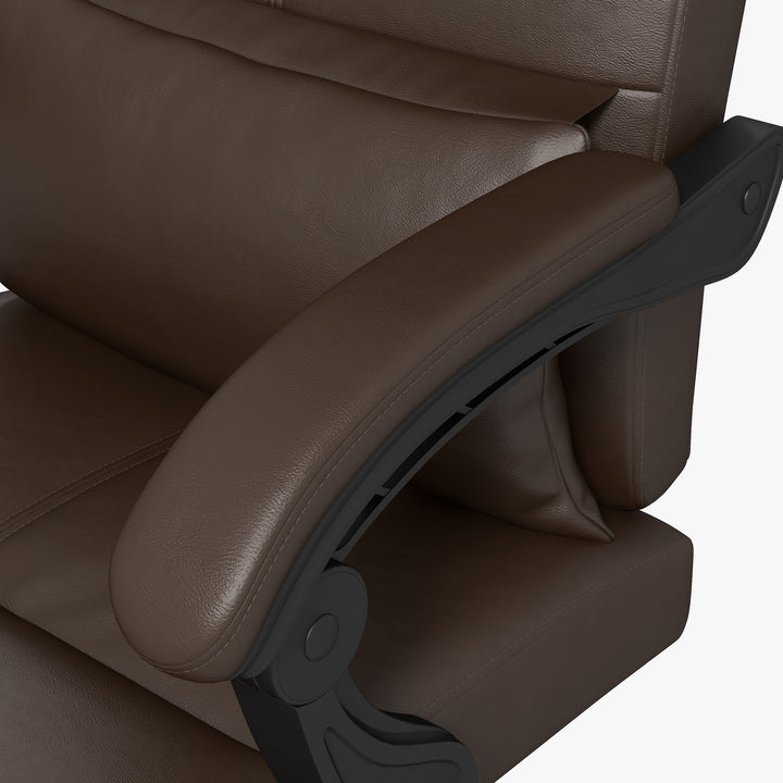 Kontorstol med massagefunktion, ergonomisk skrivebordsstol med lænefunktion, nakkestøtte, højdejusterbar, brun