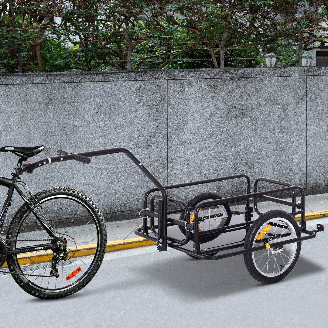 Sammenklappelig cykeltrailer, lasttrailer med kobling, kobling og reflekser, transportvogn, lasteevne op til 40 kg, transporttrailer til camping, shopping, flytning, 155 x 71,5 x 77 cm