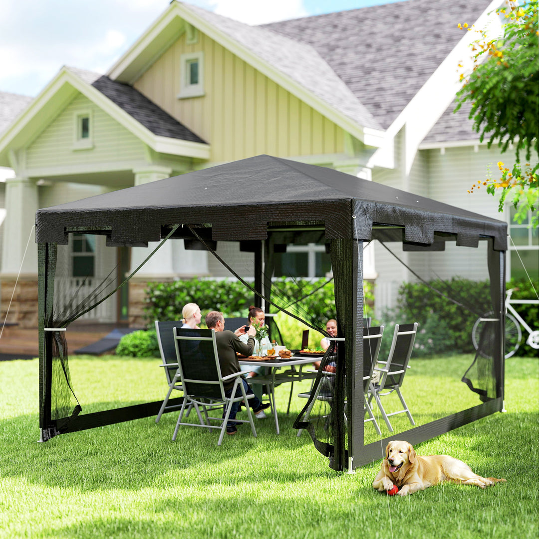 Pavilion havetelt 3 x 3 m, vejrbestandigt, foldbart, 395 cm x 295 cm x 255 cm, sort