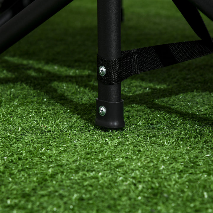 Foldbar liggestol med 1 sidelomme og 1 kopholder, 68 cm x 186 cm x 48 cm, sort og hvid