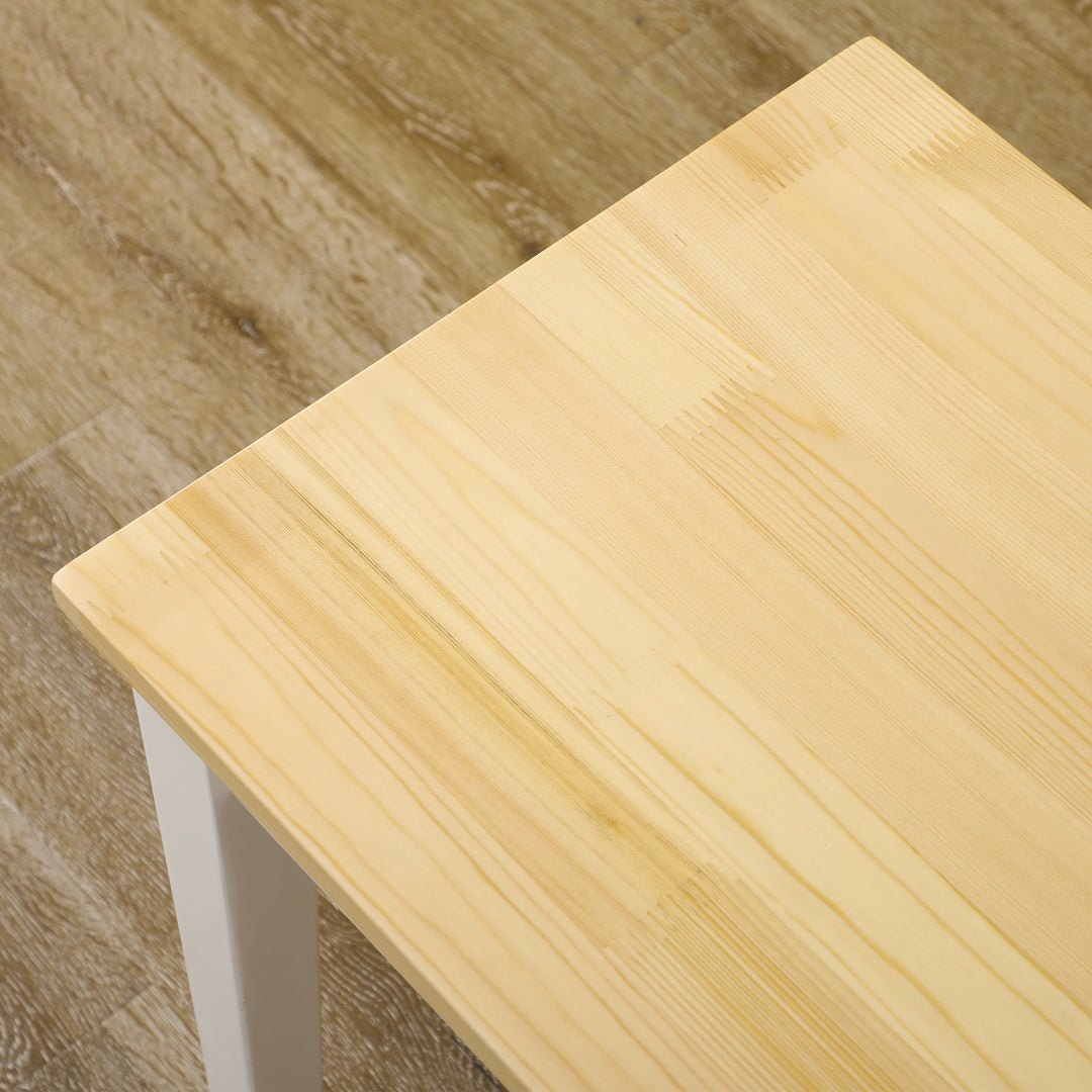 Bænk træbænk 2-personers bænk, massivt træ, lakeret, natur + hvid