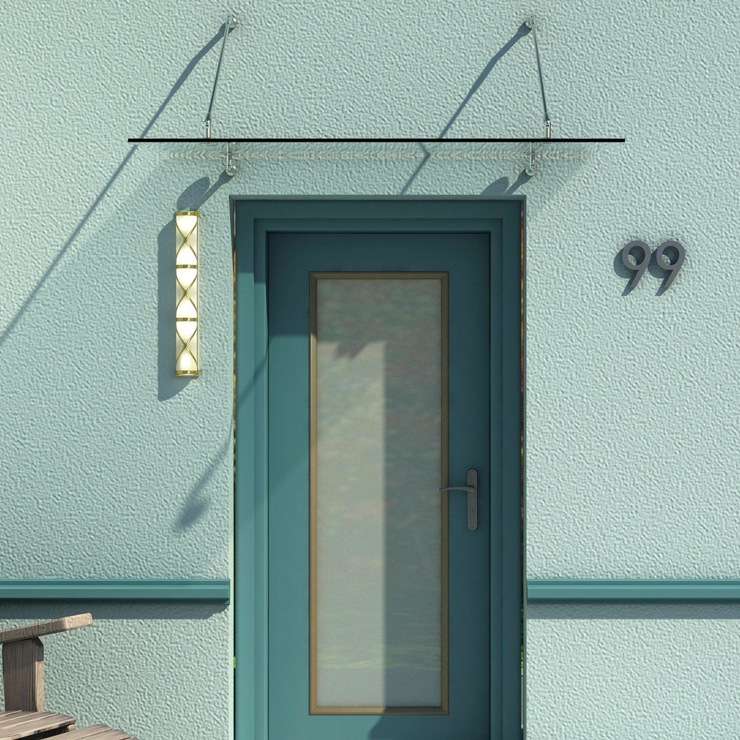 Baldakin dørbaldakin, hærdet glas, 304 rustfrit stål klar glas 150 x 90 cm