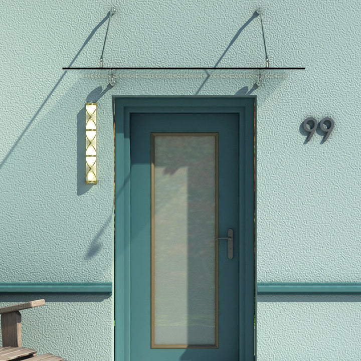 Baldakin dørbaldakin, hærdet glas, 304 rustfrit stål klar glas 150 x 90 cm