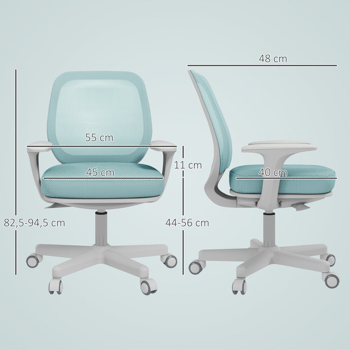 Kontorstol, ergonomisk skrivebordsstol med drejefunktion, højdejusterbar 55 x 48 x 82,5-94,5 cm Grøn