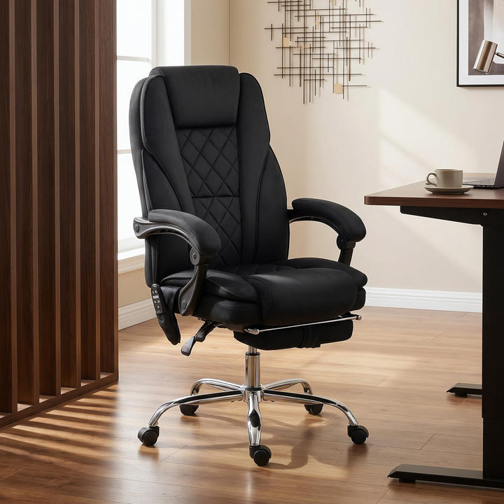 Ergonomisk kontorstol med vibrationsmassage og varme, sort