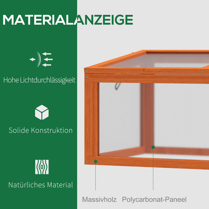 Koldramme-drivhus af træ og polycarbonat 90 x 46 x 40 cm drivhus med overdækning vejrbestandig koldrammekasse til haveplantebed orange